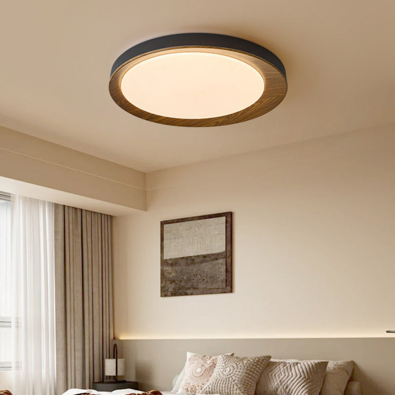 Plafonnier LED rond en fer acrylique rétro contemporain pour chambre à coucher 