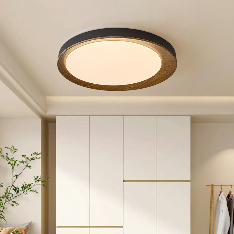 Plafonnier LED rond en fer acrylique rétro contemporain pour chambre à coucher 