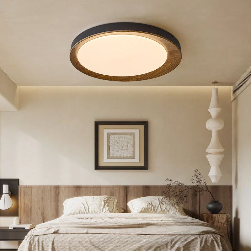 Plafonnier LED rond en fer acrylique rétro contemporain pour chambre à coucher 