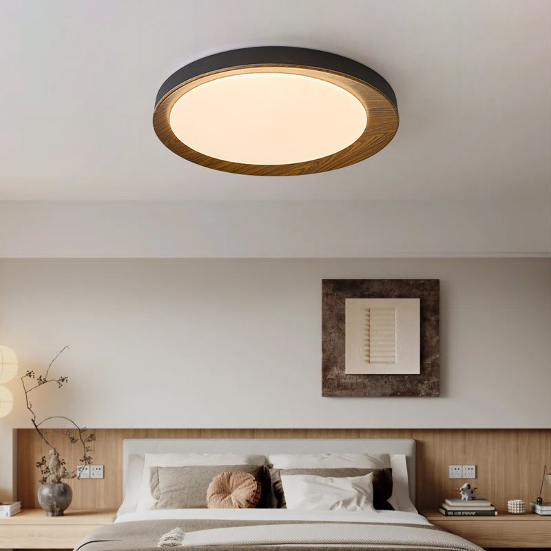 Plafonnier LED rond en fer acrylique rétro contemporain pour chambre à coucher 