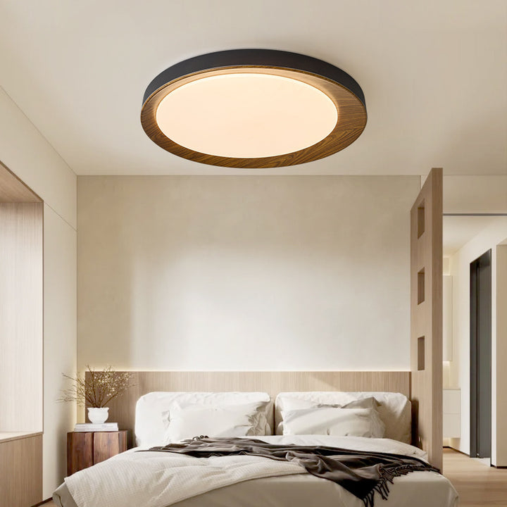 Zeitgenössische Retro Runde Eisen Acryl LED Deckenleuchte für Schlafzimmer 