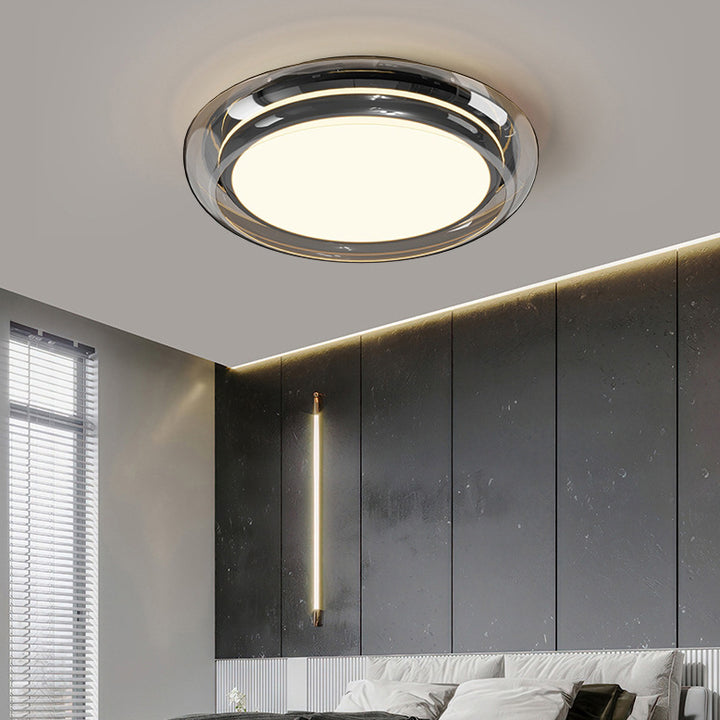 Contemporary Nordic Round Transparent Hardware Acrylic LED Flush Mount Ceiling Light For Bedroom