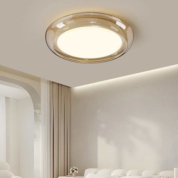 Contemporary Nordic Round Transparent Hardware Acrylic LED Flush Mount Ceiling Light For Bedroom