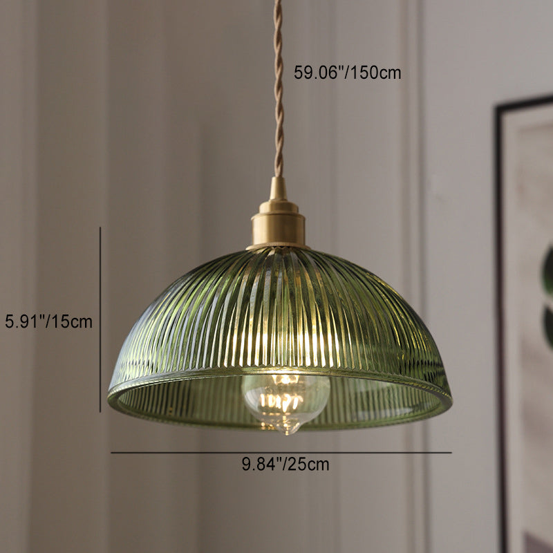Suspension lumineuse contemporaine en laiton avec verre à rayures en forme de chapeau nordique 1 - Lumière pour salon 