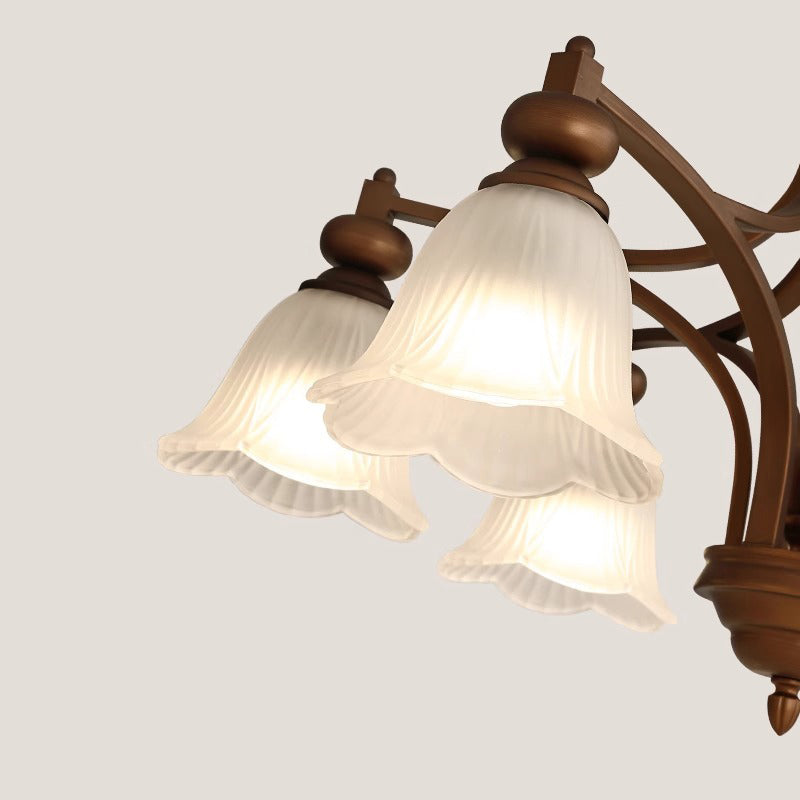 Traditionelle französische Blumen Glas Eisen 3/6/8/10 - Licht Kronleuchter für Wohnzimmer 