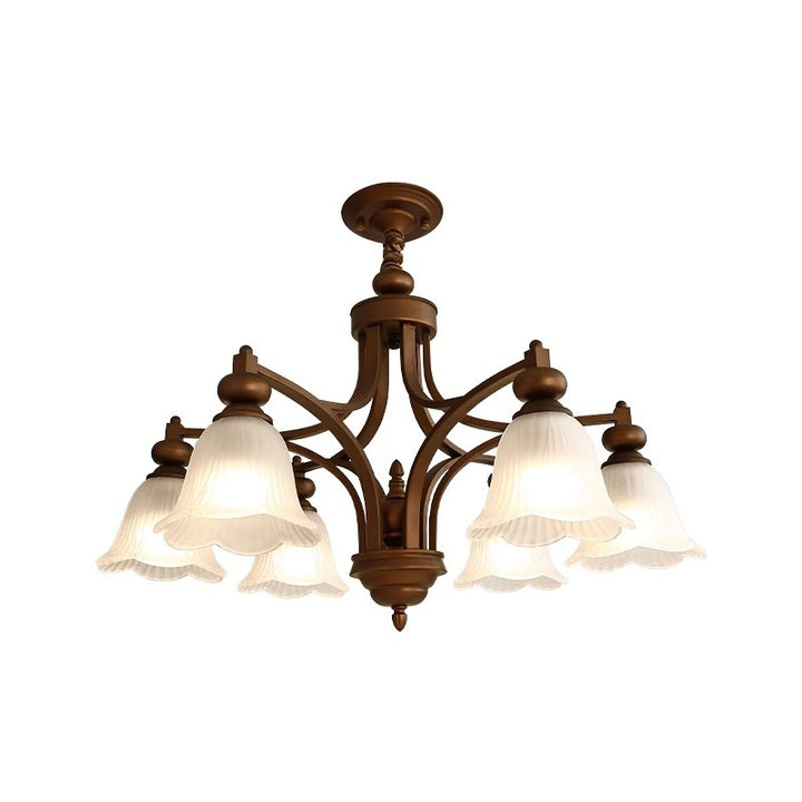 Traditionelle französische Blumen Glas Eisen 3/6/8/10 - Licht Kronleuchter für Wohnzimmer 