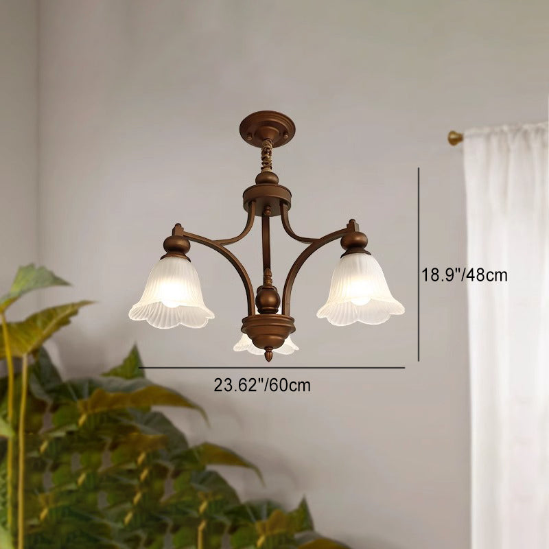 Traditionelle französische Blumen Glas Eisen 3/6/8/10 - Licht Kronleuchter für Wohnzimmer 