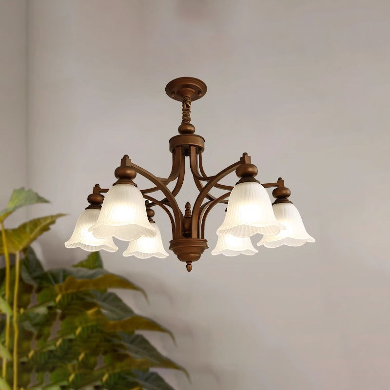 Traditionelle französische Blumen Glas Eisen 3/6/8/10 - Licht Kronleuchter für Wohnzimmer 