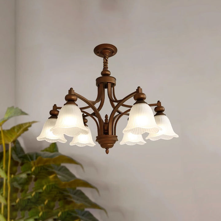 Traditionelle französische Blumen Glas Eisen 3/6/8/10 - Licht Kronleuchter für Wohnzimmer 