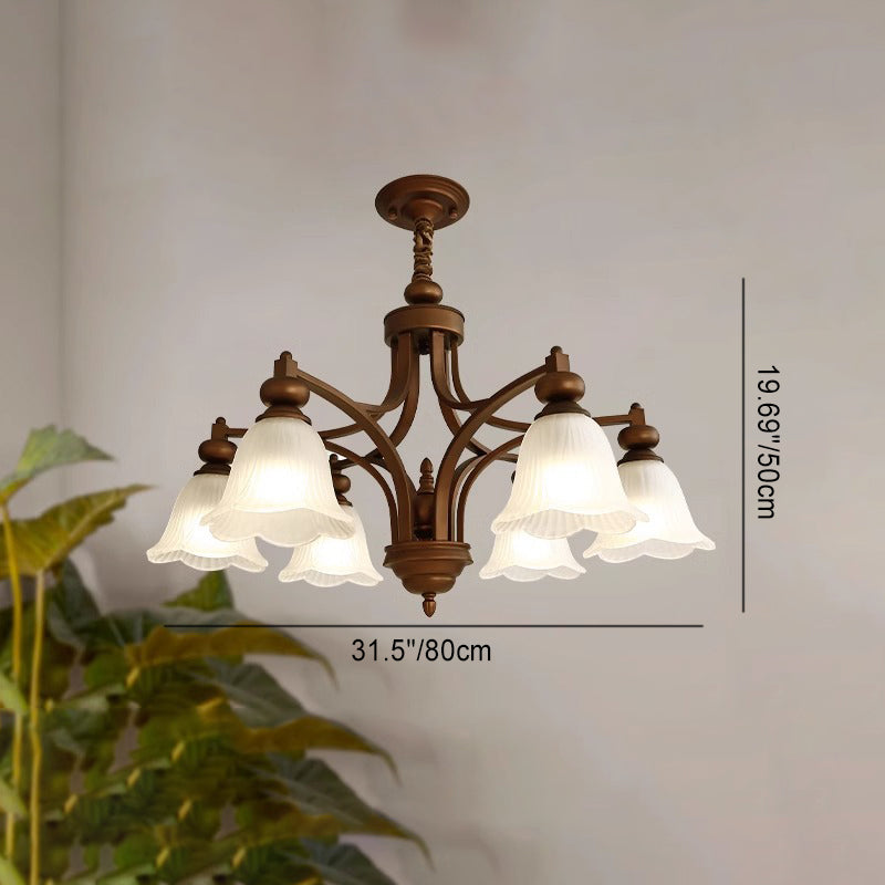 Traditionelle französische Blumen Glas Eisen 3/6/8/10 - Licht Kronleuchter für Wohnzimmer 