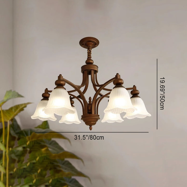 Traditionelle französische Blumen Glas Eisen 3/6/8/10 - Licht Kronleuchter für Wohnzimmer 