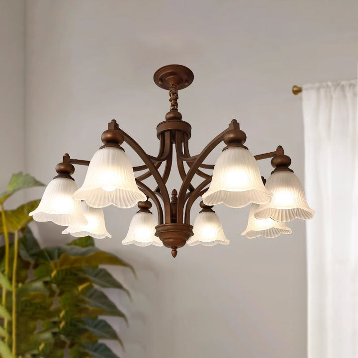 Traditionelle französische Blumen Glas Eisen 3/6/8/10 - Licht Kronleuchter für Wohnzimmer 