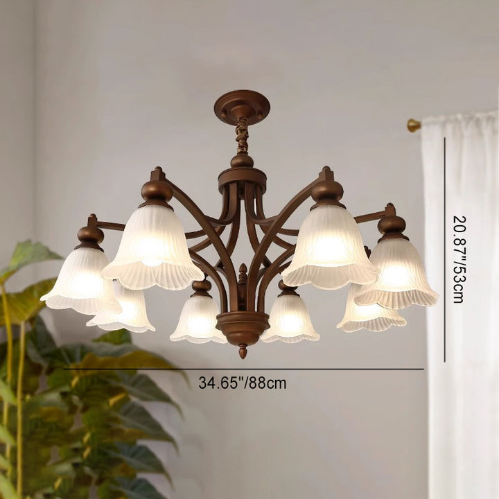 Traditionelle französische Blumen Glas Eisen 3/6/8/10 - Licht Kronleuchter für Wohnzimmer 