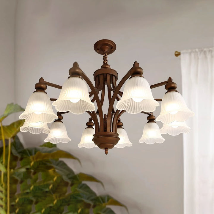 Traditionelle französische Blumen Glas Eisen 3/6/8/10 - Licht Kronleuchter für Wohnzimmer 