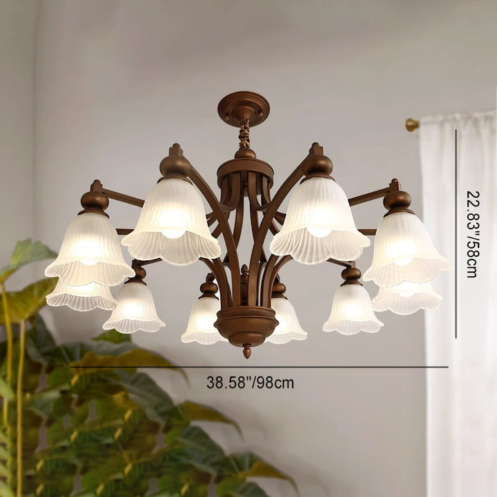 Traditionelle französische Blumen Glas Eisen 3/6/8/10 - Licht Kronleuchter für Wohnzimmer 