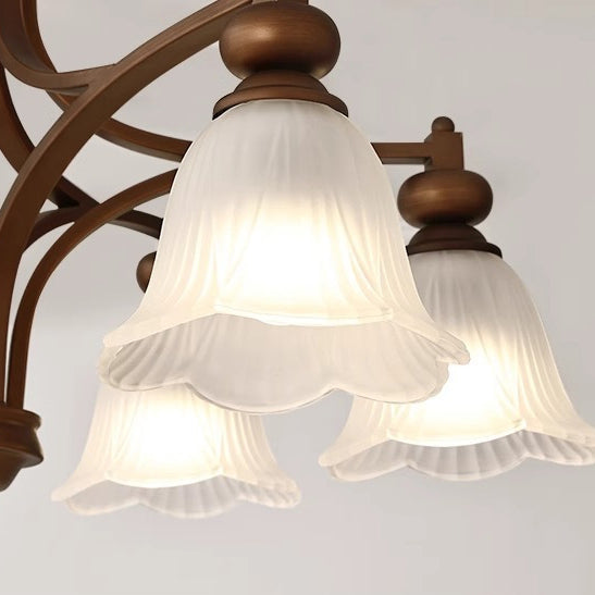 Traditionelle französische Blumen Glas Eisen 3/6/8/10 - Licht Kronleuchter für Wohnzimmer 