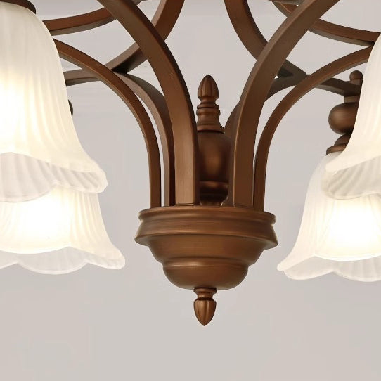 Traditionelle französische Blumen Glas Eisen 3/6/8/10 - Licht Kronleuchter für Wohnzimmer 