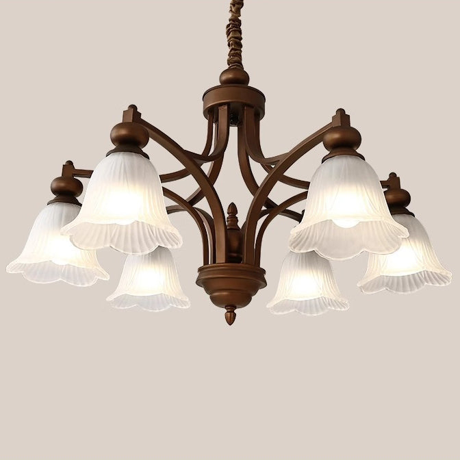 Traditionelle französische Blumen Glas Eisen 3/6/8/10 - Licht Kronleuchter für Wohnzimmer 