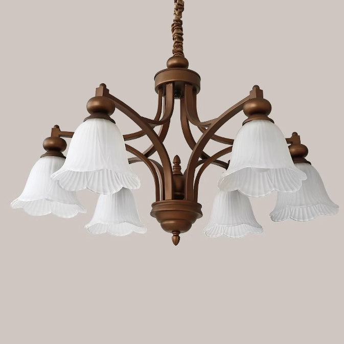 Traditionelle französische Blumen Glas Eisen 3/6/8/10 - Licht Kronleuchter für Wohnzimmer 