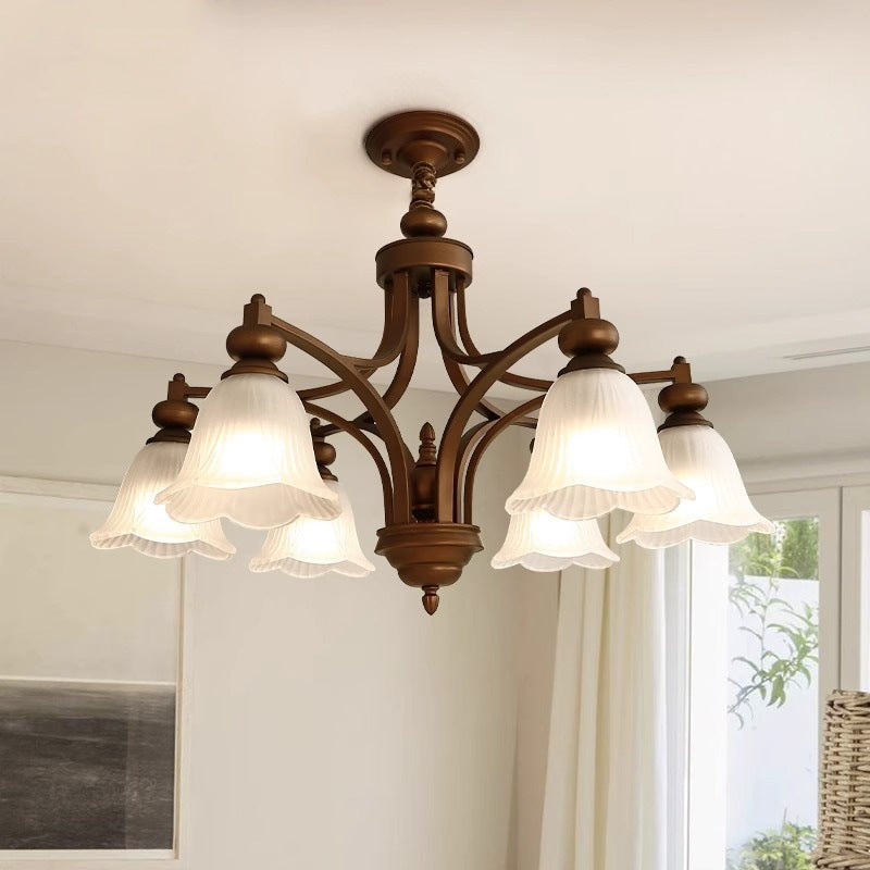 Traditionelle französische Blumen Glas Eisen 3/6/8/10 - Licht Kronleuchter für Wohnzimmer 