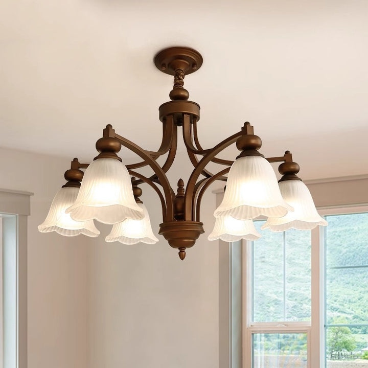 Traditionelle französische Blumen Glas Eisen 3/6/8/10 - Licht Kronleuchter für Wohnzimmer 