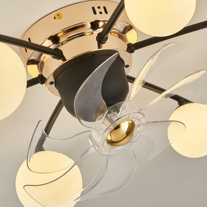 Contemporary Nordic Iron Glass Balls 6/9 - Light Semi-Flush Mount Ceiling Fan Light For Living Room