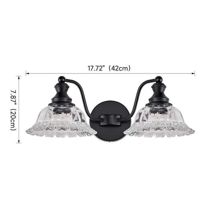 Lámpara de pared contemporánea nórdica de vidrio de hierro con pétalos 2 luces para dormitorio 