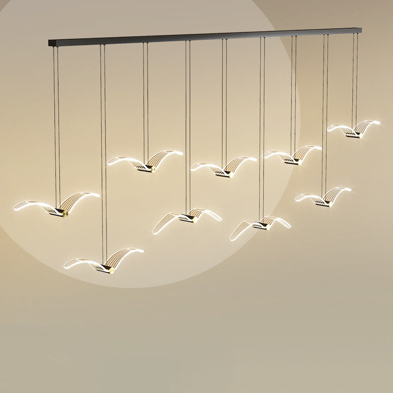 Contemporary Creative Seagull Iron Acrylic LED Pendant Light For Dining Room