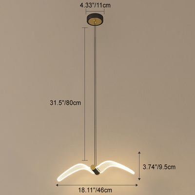 Contemporary Creative Seagull Iron Acrylic LED Pendant Light For Dining Room