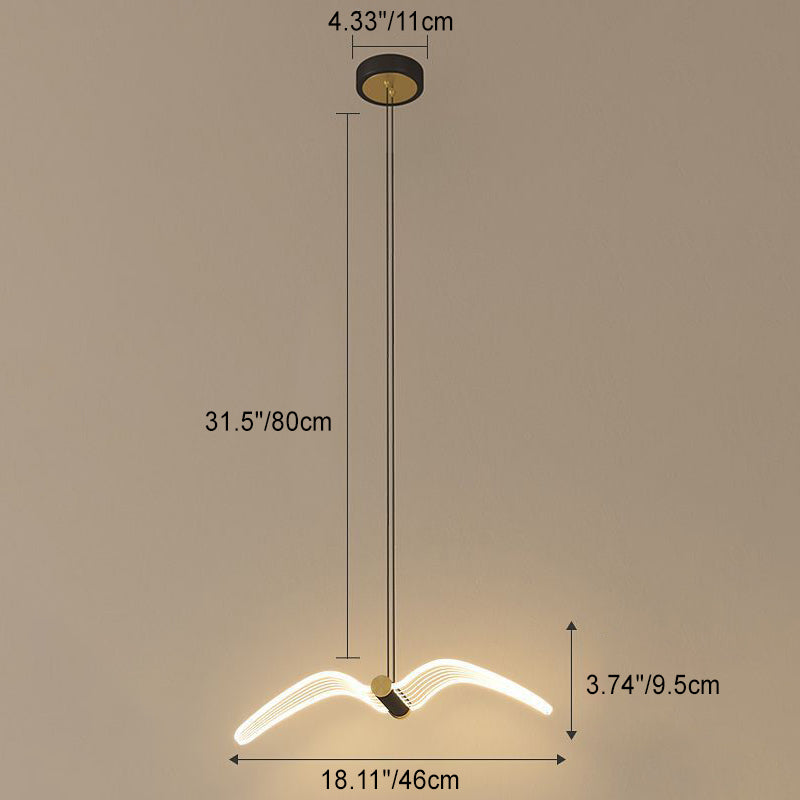 Contemporary Creative Seagull Iron Acrylic LED Pendant Light For Dining Room
