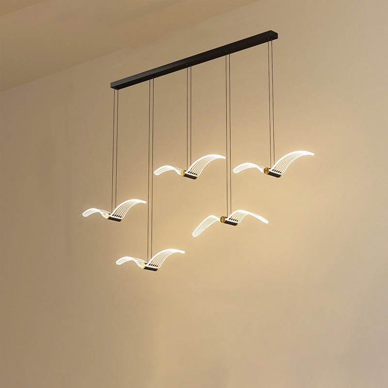 Contemporary Creative Seagull Iron Acrylic LED Pendant Light For Dining Room