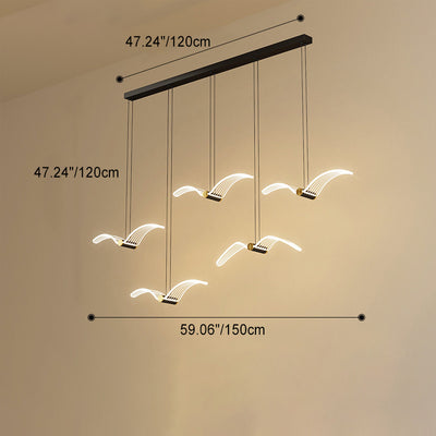 Contemporary Creative Seagull Iron Acrylic LED Pendant Light For Dining Room