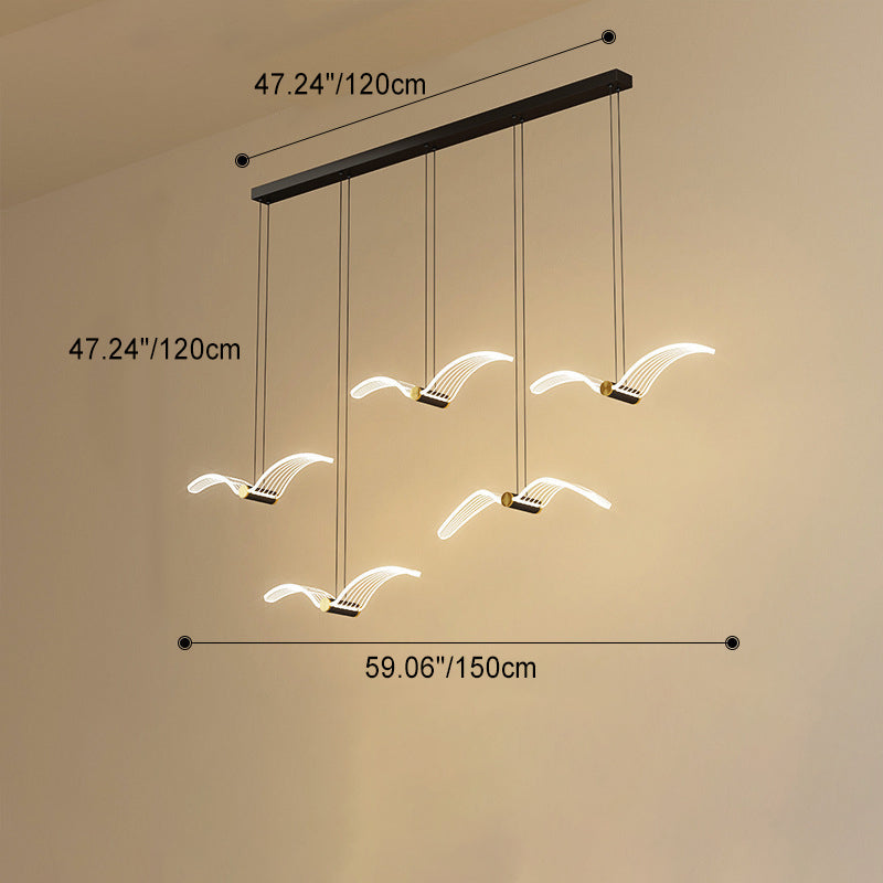 Contemporary Creative Seagull Iron Acrylic LED Pendant Light For Dining Room