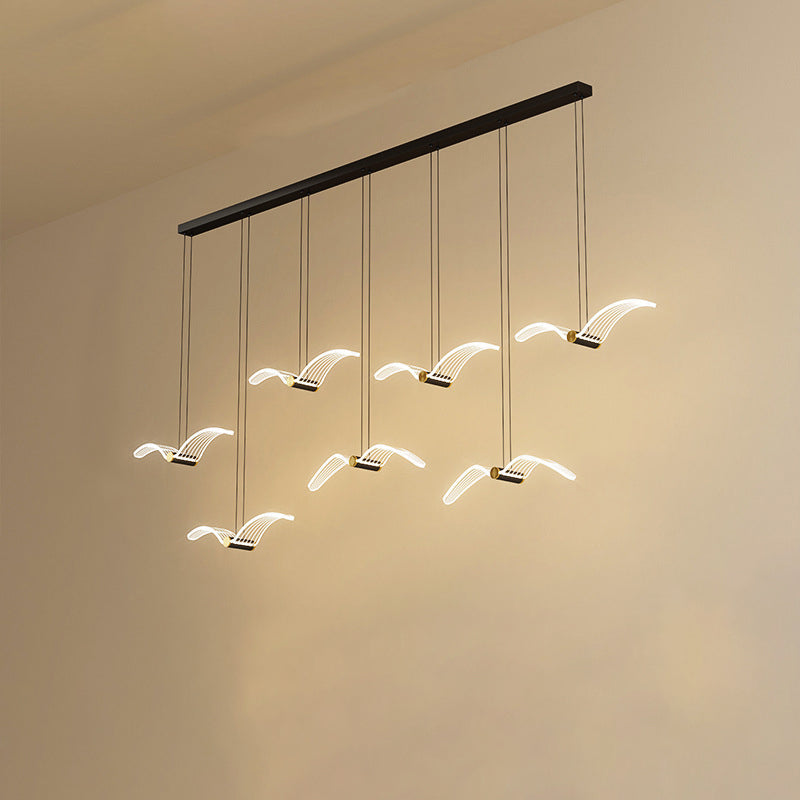 Contemporary Creative Seagull Iron Acrylic LED Pendant Light For Dining Room