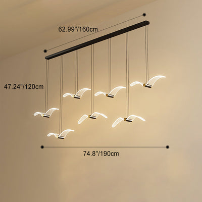 Contemporary Creative Seagull Iron Acrylic LED Pendant Light For Dining Room