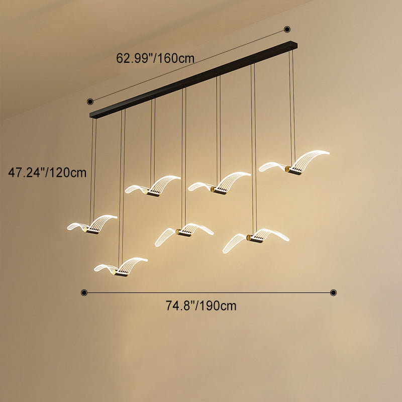 Contemporary Creative Seagull Iron Acrylic LED Pendant Light For Dining Room