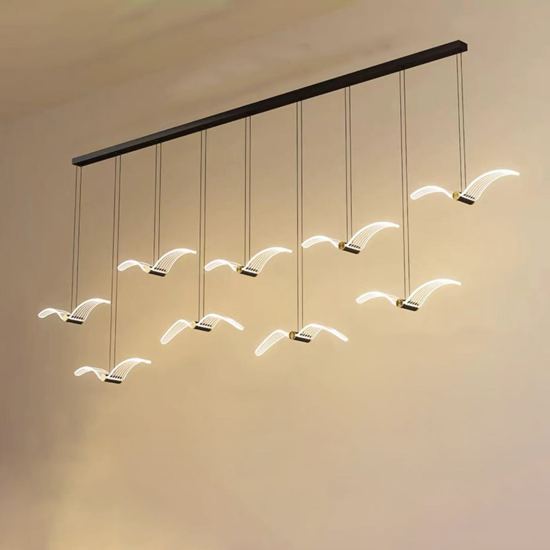Contemporary Creative Seagull Iron Acrylic LED Pendant Light For Dining Room
