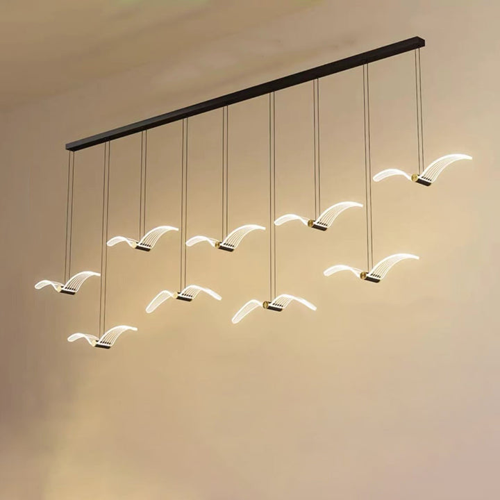 Contemporary Creative Seagull Iron Acrylic LED Pendant Light For Dining Room