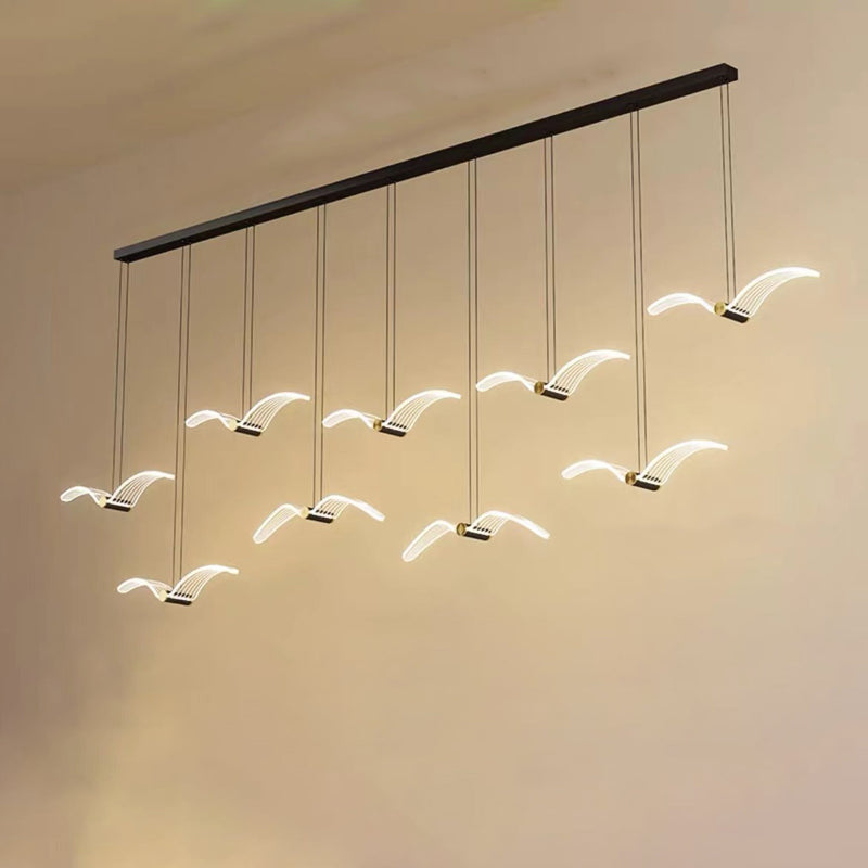 Contemporary Creative Seagull Iron Acrylic LED Pendant Light For Dining Room