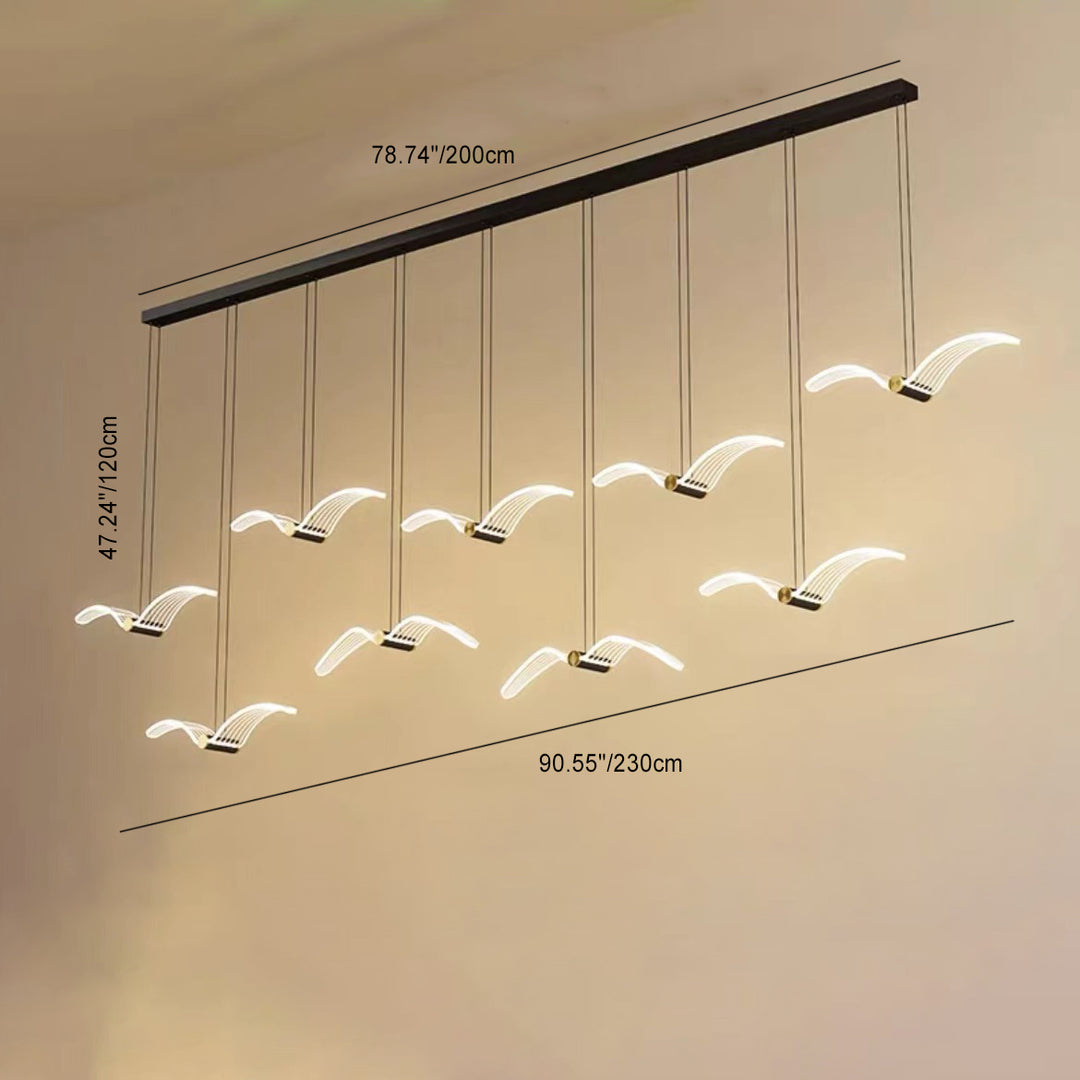 Contemporary Creative Seagull Iron Acrylic LED Pendant Light For Dining Room
