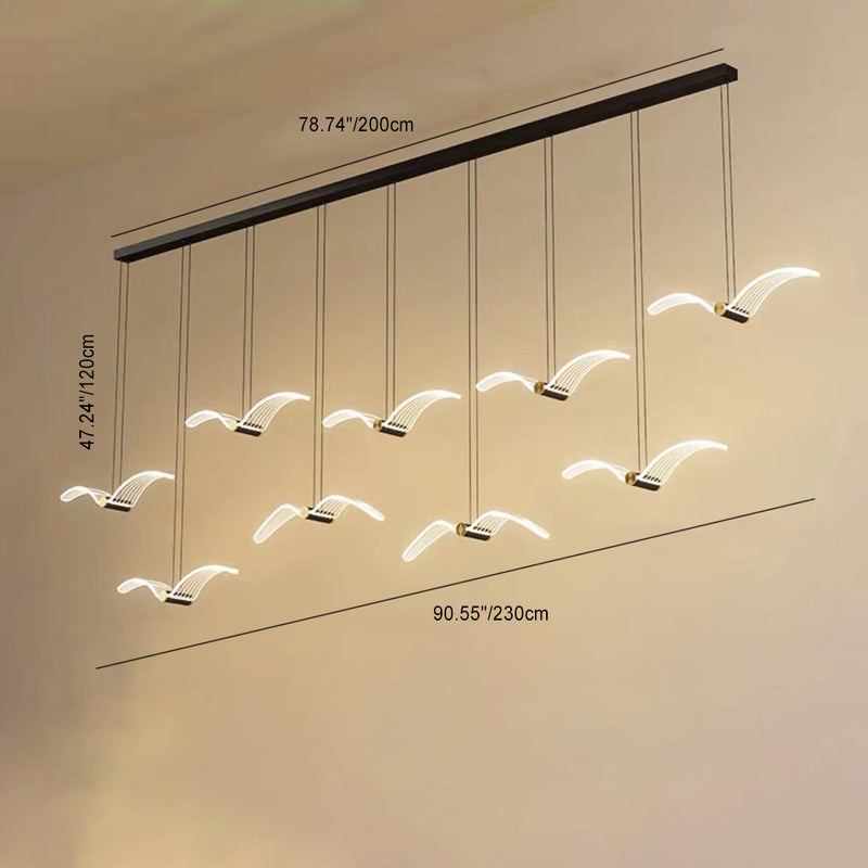 Contemporary Creative Seagull Iron Acrylic LED Pendant Light For Dining Room