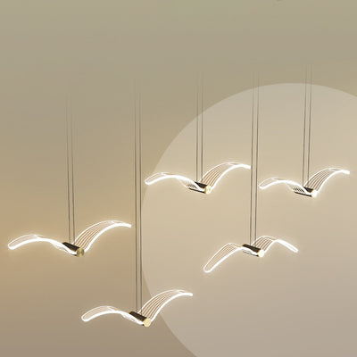 Contemporary Creative Seagull Iron Acrylic LED Pendant Light For Dining Room