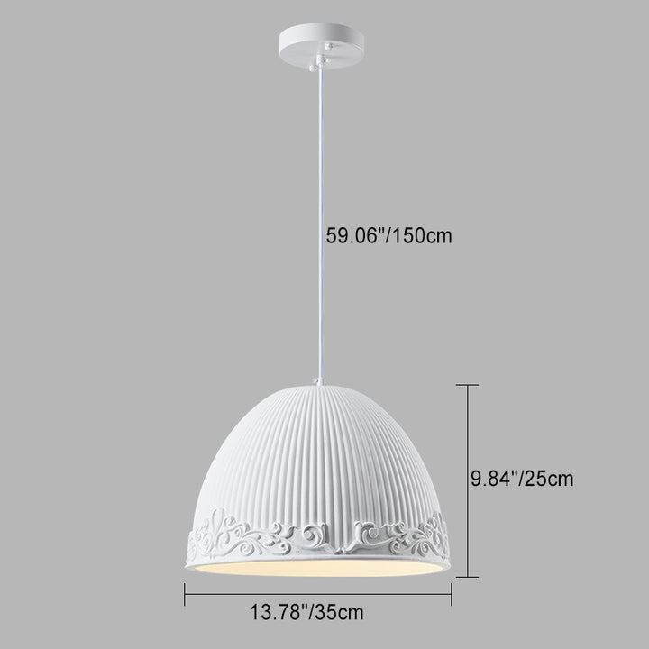 Zeitgenössische skandinavische Schalenform Halbkugel Glasharz 1 - Licht Pendelleuchte für Esszimmer 