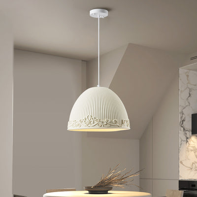 Contemporary Scandinavian Bowl Shape Semicircle Glass Resin 1 - Light Pendant Light For Dining Room
