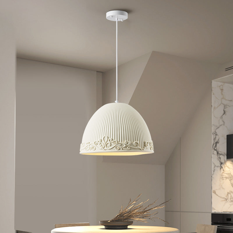 Contemporary Scandinavian Bowl Shape Semicircle Glass Resin 1 - Light Pendant Light For Dining Room
