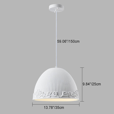 Contemporary Scandinavian Bowl Shape Semicircle Glass Resin 1 - Light Pendant Light For Dining Room
