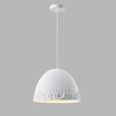 Contemporary Scandinavian Bowl Shape Semicircle Glass Resin 1 - Light Pendant Light For Dining Room