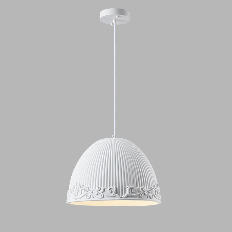 Contemporary Scandinavian Bowl Shape Semicircle Glass Resin 1 - Light Pendant Light For Dining Room