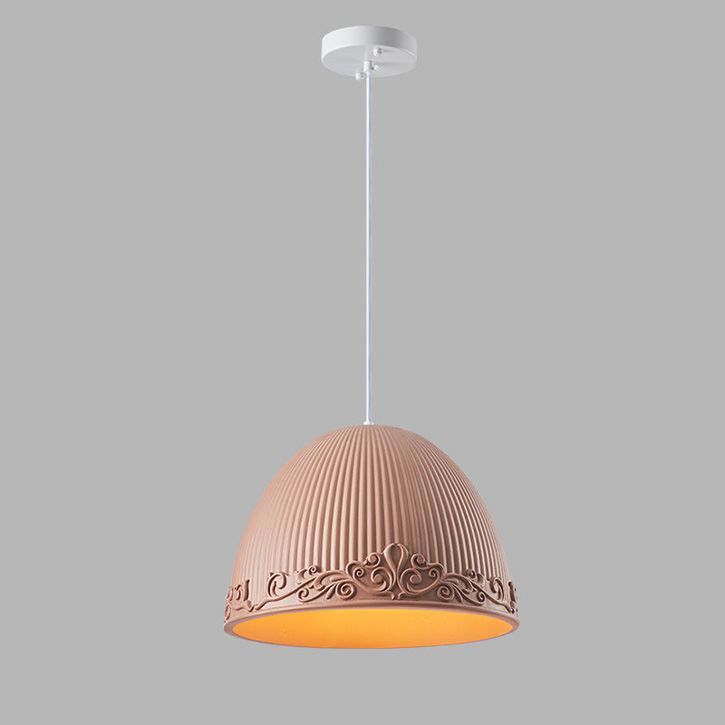 Contemporary Scandinavian Bowl Shape Semicircle Glass Resin 1 - Light Pendant Light For Dining Room