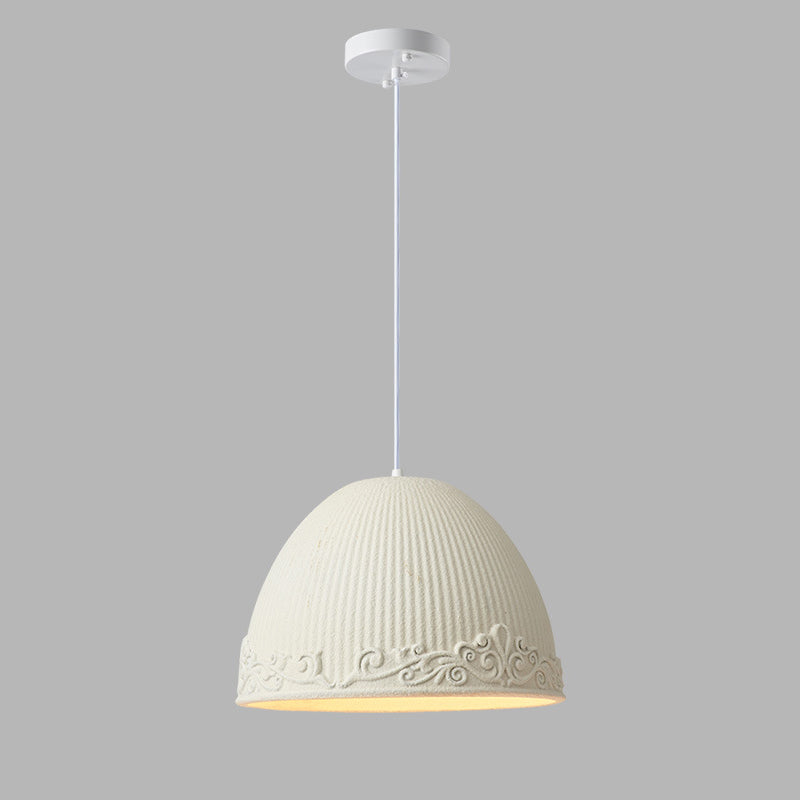Contemporary Scandinavian Bowl Shape Semicircle Glass Resin 1 - Light Pendant Light For Dining Room